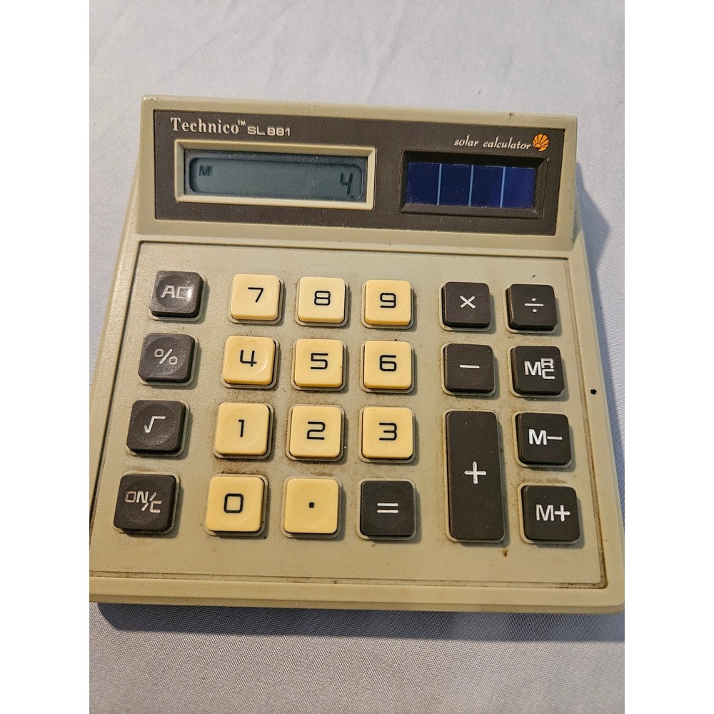 Vintage 1980s Technico SL881 Solar Calculator, Retro Office Desk Decor‎